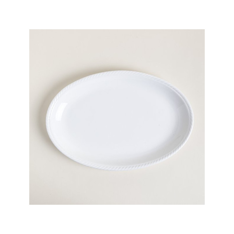 Bandeja Oval Porcelana Borde Tramado Bca 46 Cm (MSK) 8794