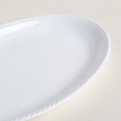 Bandeja Oval Porcelana Borde Tramado Bca 46 Cm (MSK) 8794