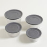 Set X 4 Bowls De Acrilico Rayas Tapa Gris 2000 / 1400/ 1000/700 Ml (MSK) 13413