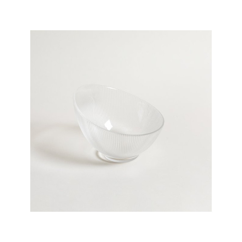 Bowl Vidrio Rayas Corte Diagonal 17X12 Cm (MSK) 9295