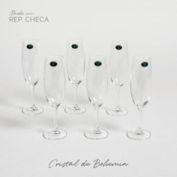 Set X 6 Copas De Champagne De Cristal De Bohemia Sylvia 220 Ml (MSK) 13466