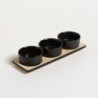 Set X 3 Copetineros De Porcelana Base Bamboo Negro 28,5X9,5 Cm (MSK) 13389