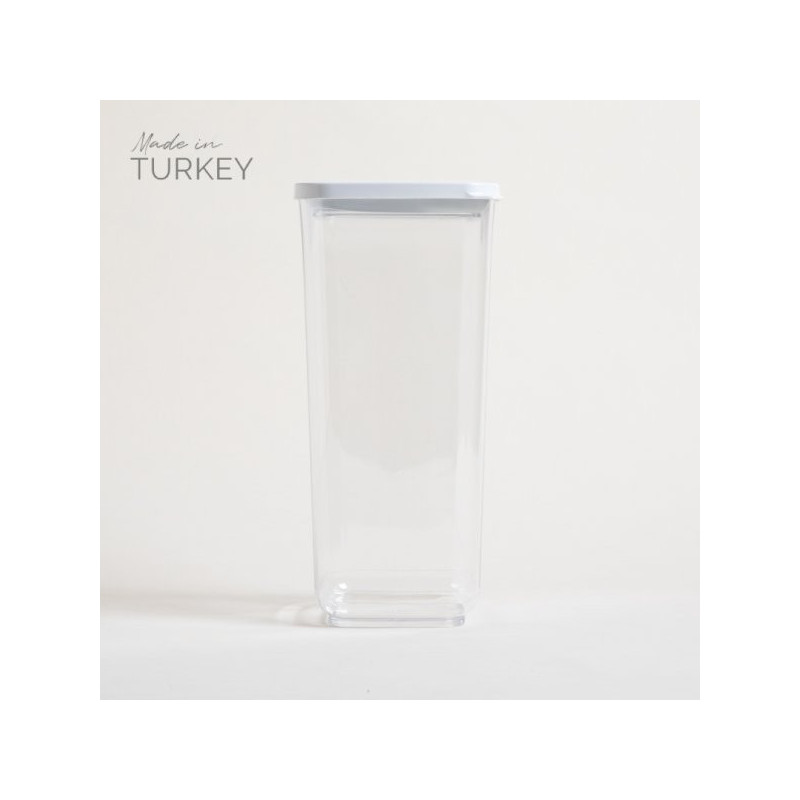 Recipiente Cuadrado Transparente Tapa Blanca 1700 Ml (MSK) 12715