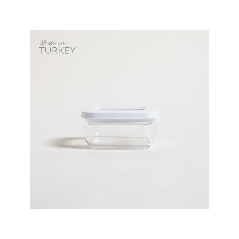 Recipiente Cuadrado Transparente Tapa Blanca 350 Ml (MSK) 12716