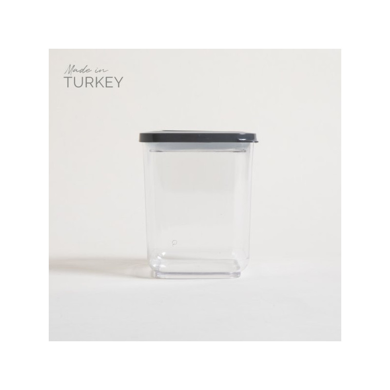 Recipiente Cuadrado Transparente Tapa Gris 1000 Ml (MSK) 12718