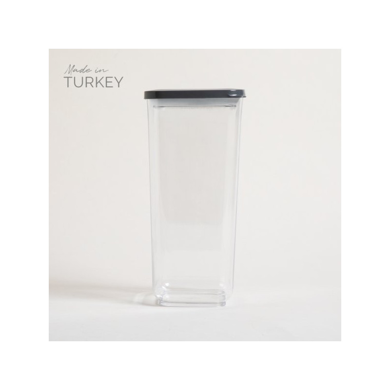 Recipiente Cuadrado Transparente Tapa Gris 1700 Ml (MSK) 12720