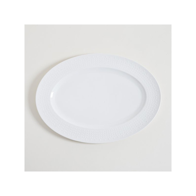 Plato Oval Porcelana Blanca DiseÃ±o Encadenado 40.5X29.7 Cm (MSK) 12266