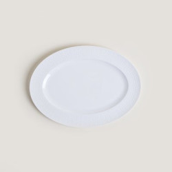 Plato Oval Porcelana Blanca DiseÃ±o Espigado 35.8X25.5 Cm (MSK) 12267