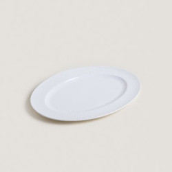 Plato Oval Porcelana Blanca DiseÃ±o Espigado 35.8X25.5 Cm (MSK) 12267