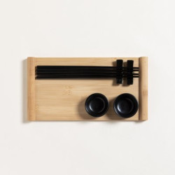 Set De Sushi Para 2 Bamboo Y Porcelana Redondo Negro 28,5X15 Cm (MSK) 13235