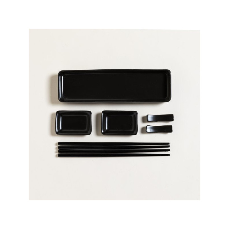 Set De Sushi Para 2 Porcelana Negro 24X7 Cm (MSK) 13237