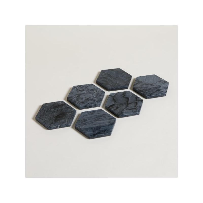 Posavaso Hexagonal Andhra De Marmol Negro 10,5 Cm (MSK) 12580