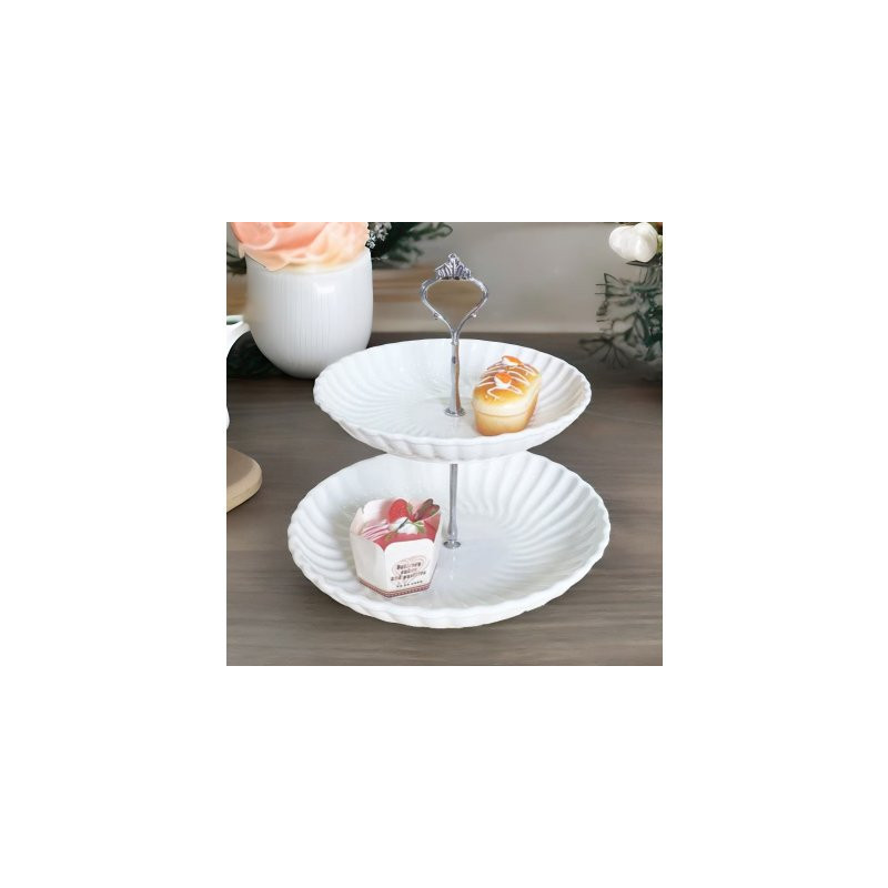 Bandeja De Masas Porcelana 25Cm 2 Pisos  (BRK) 8694