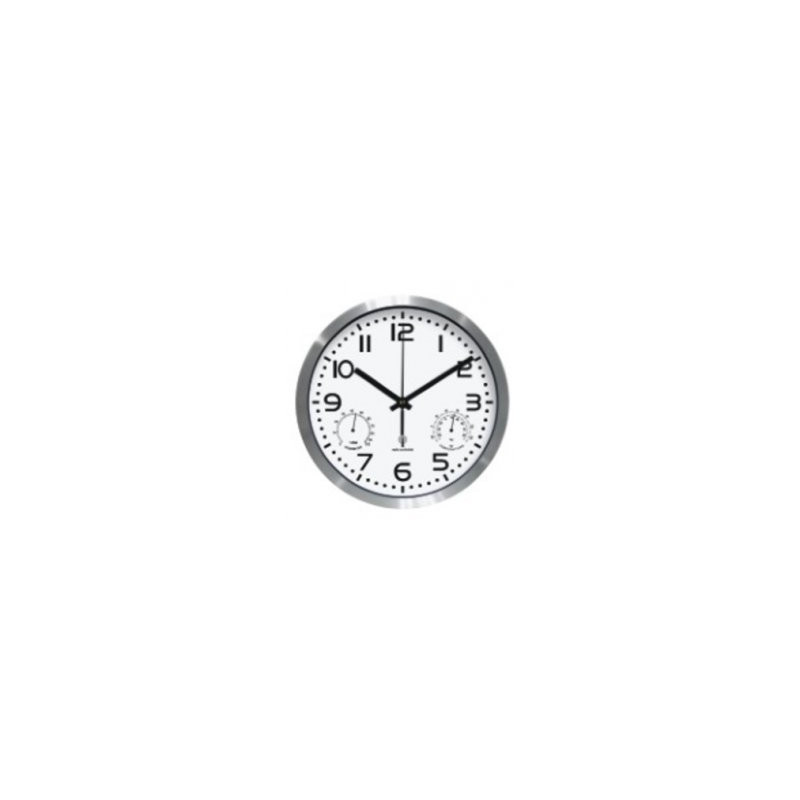 Reloj ParedAceroBlanco Con Temperatura 20Cm  (BRK) 12878