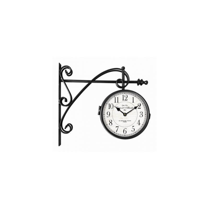 Reloj ParedEstacion Metal Negro 32X27Cm  (BRK) 12879