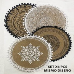 Set x6 individual De Mesa ConFlecos 38Cm  (BRK) 13812