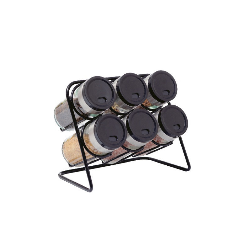 Set X6 Especieros Tapa Plastica Rack Negro (PLM) 13804