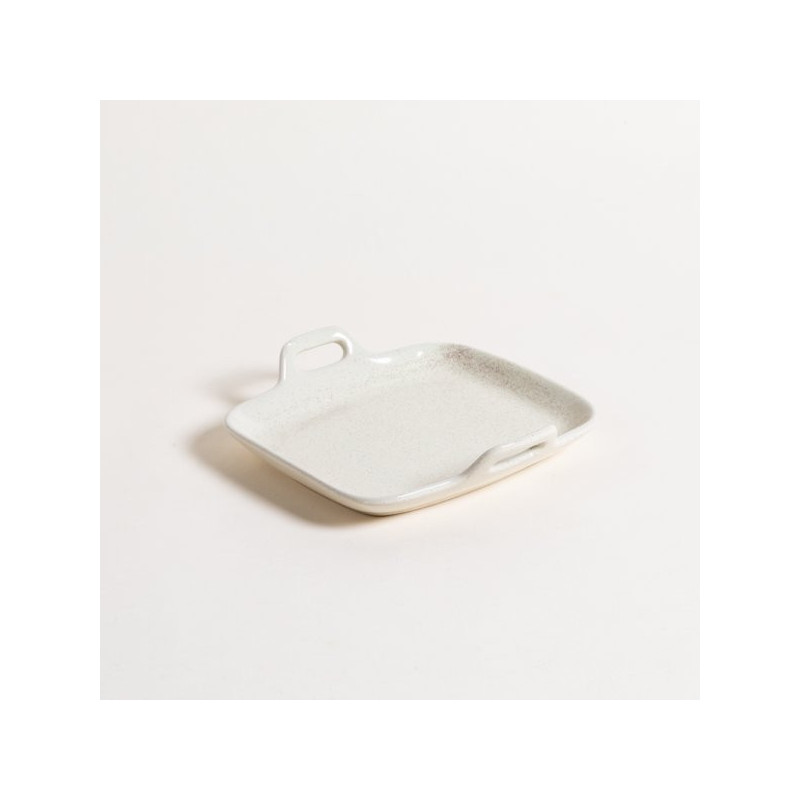 Fuente Cuadrada De Ceramica Puntitos Cream 21,5 Cm (MSK) 10799